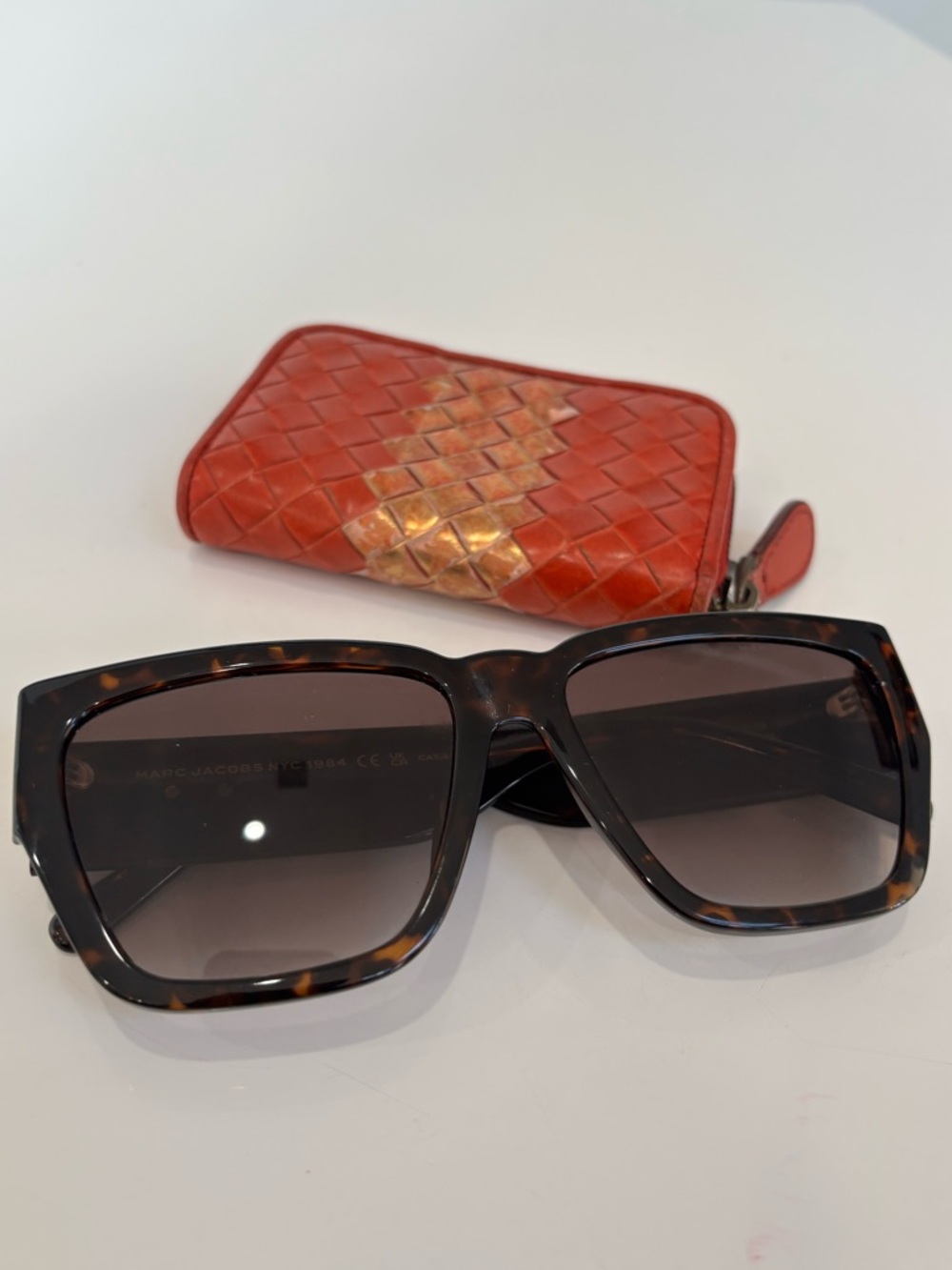 Bottega Veneta Red Intrecciato Leather Zip Around Wallet Metallic Detail Italy